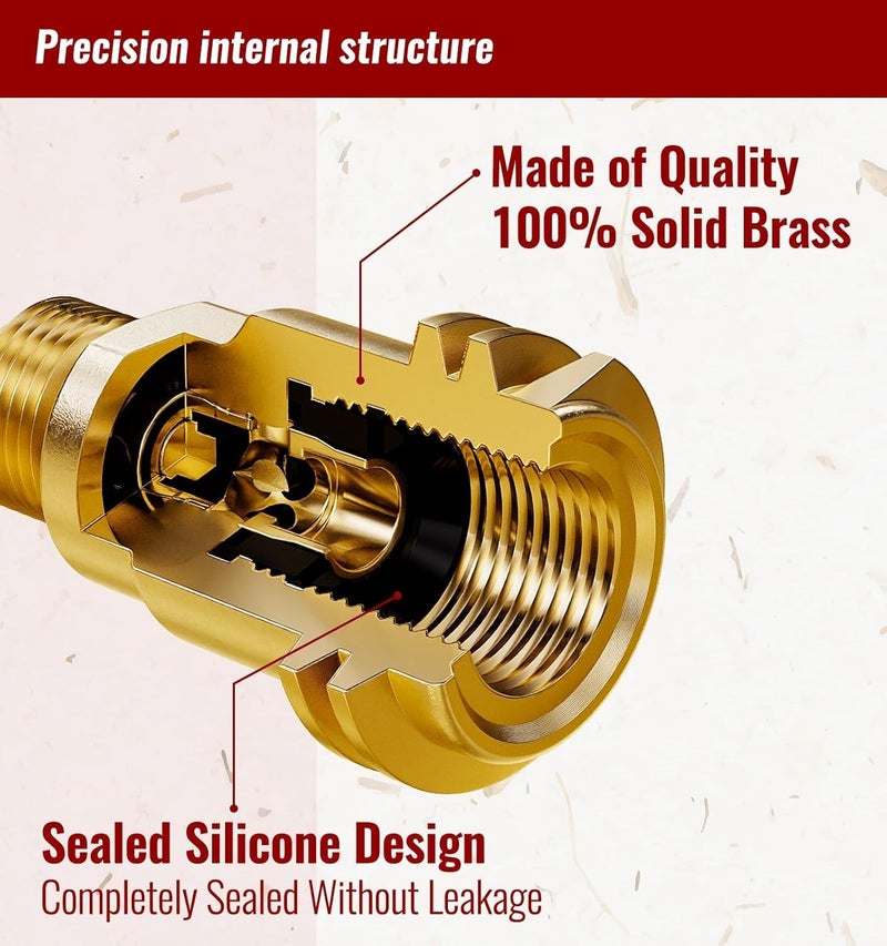 CALPOSE QCC1 Propane Adapter, 5042 Propane Gas Fitting Hose Adapter with 1/4 Inch Pipe Thread and QCC1 Male & POL Female Connector, Solid Brass Propane Adapter for Outdoor Cooking - Image 5